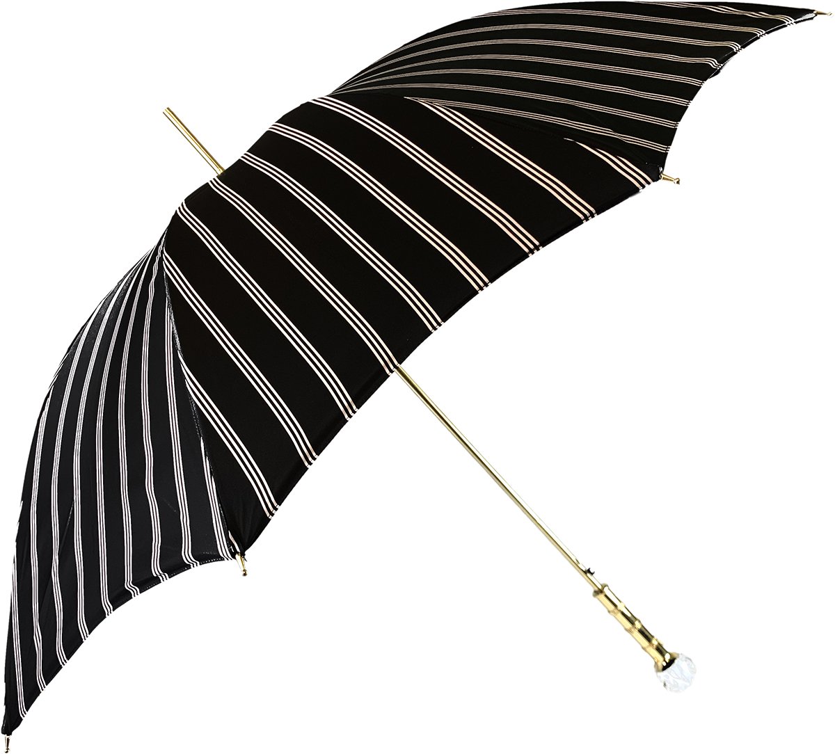 Black And Light Grey Striped Umbrella - IL MARCHESATO LUXURY UMBRELLAS, CANES AND SHOEHORNS