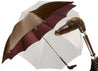 Double brown color with dots and burgundy inside - Handle with antique crocodile - IL MARCHESATO LUXURY UMBRELLAS, CANES AND SHOEHORNS