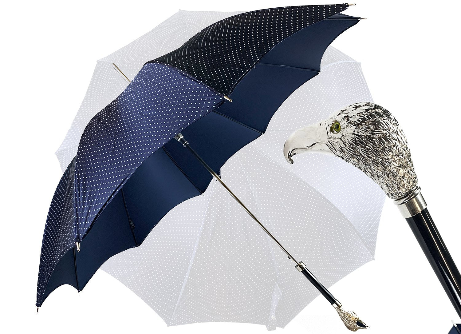 Elegant men's umbrella with silverplated hawk - IL MARCHESATO LUXURY UMBRELLAS, CANES AND SHOEHORNS