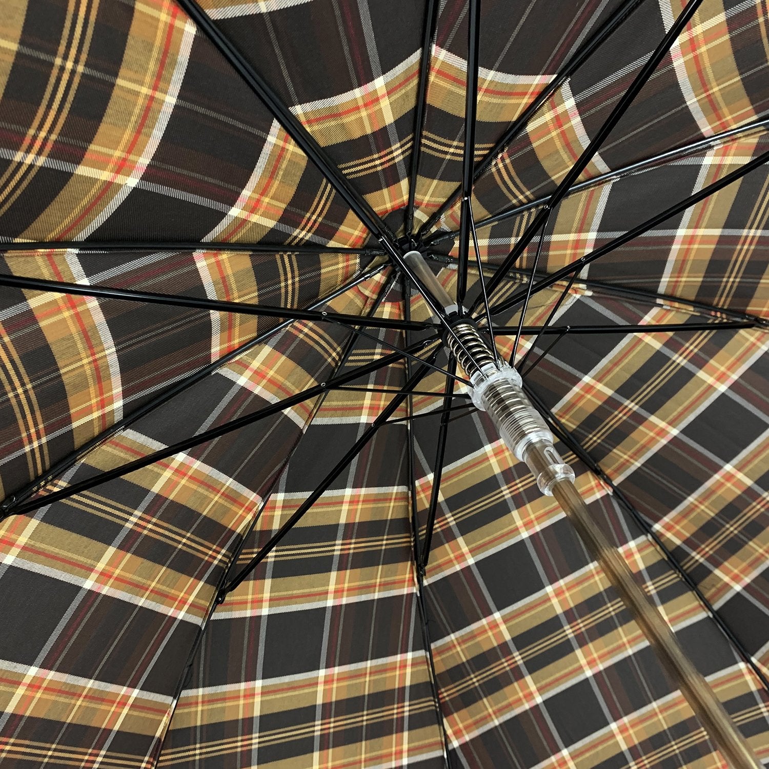 Brown Men's sporty Tartan umbrella - IL MARCHESATO LUXURY UMBRELLAS, CANES AND SHOEHORNS