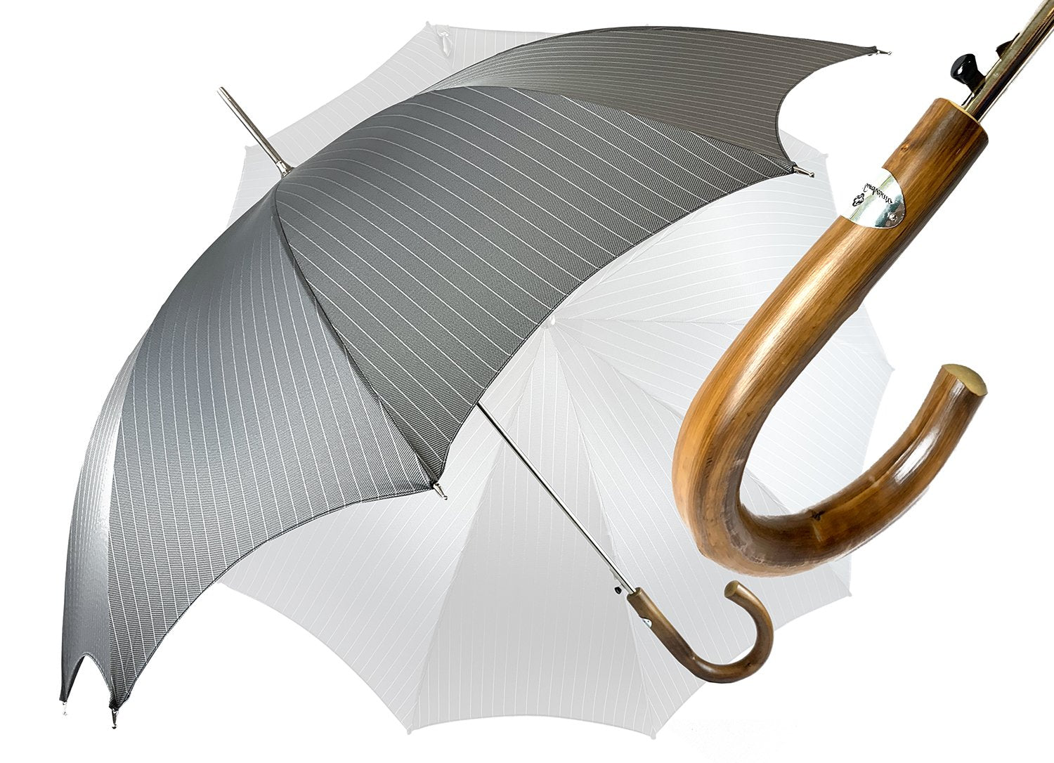 Gray striped umbrella il Marchesato - IL MARCHESATO LUXURY UMBRELLAS, CANES AND SHOEHORNS