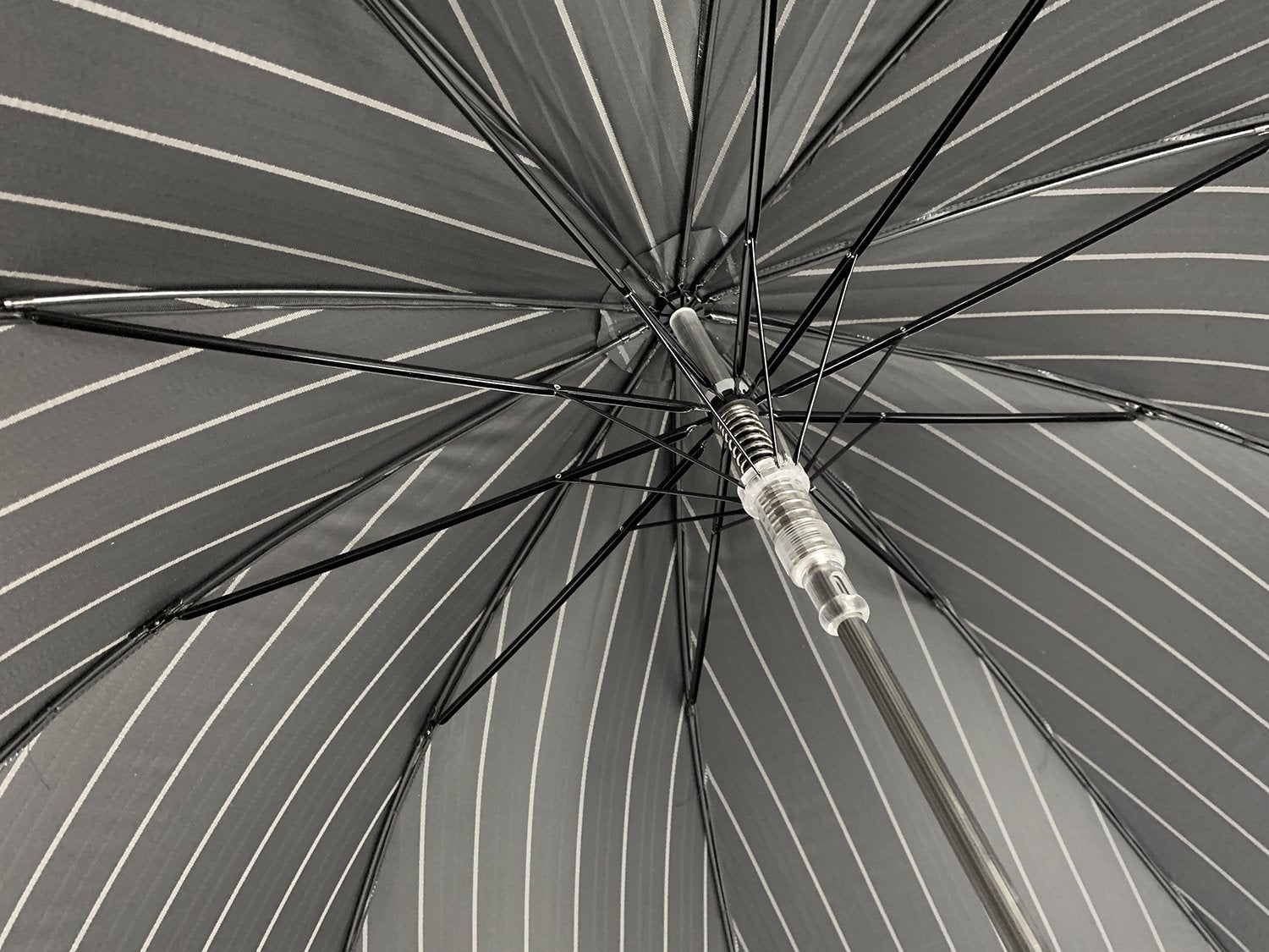 Smoke Gray with white stripes Umbrella - IL MARCHESATO LUXURY UMBRELLAS, CANES AND SHOEHORNS