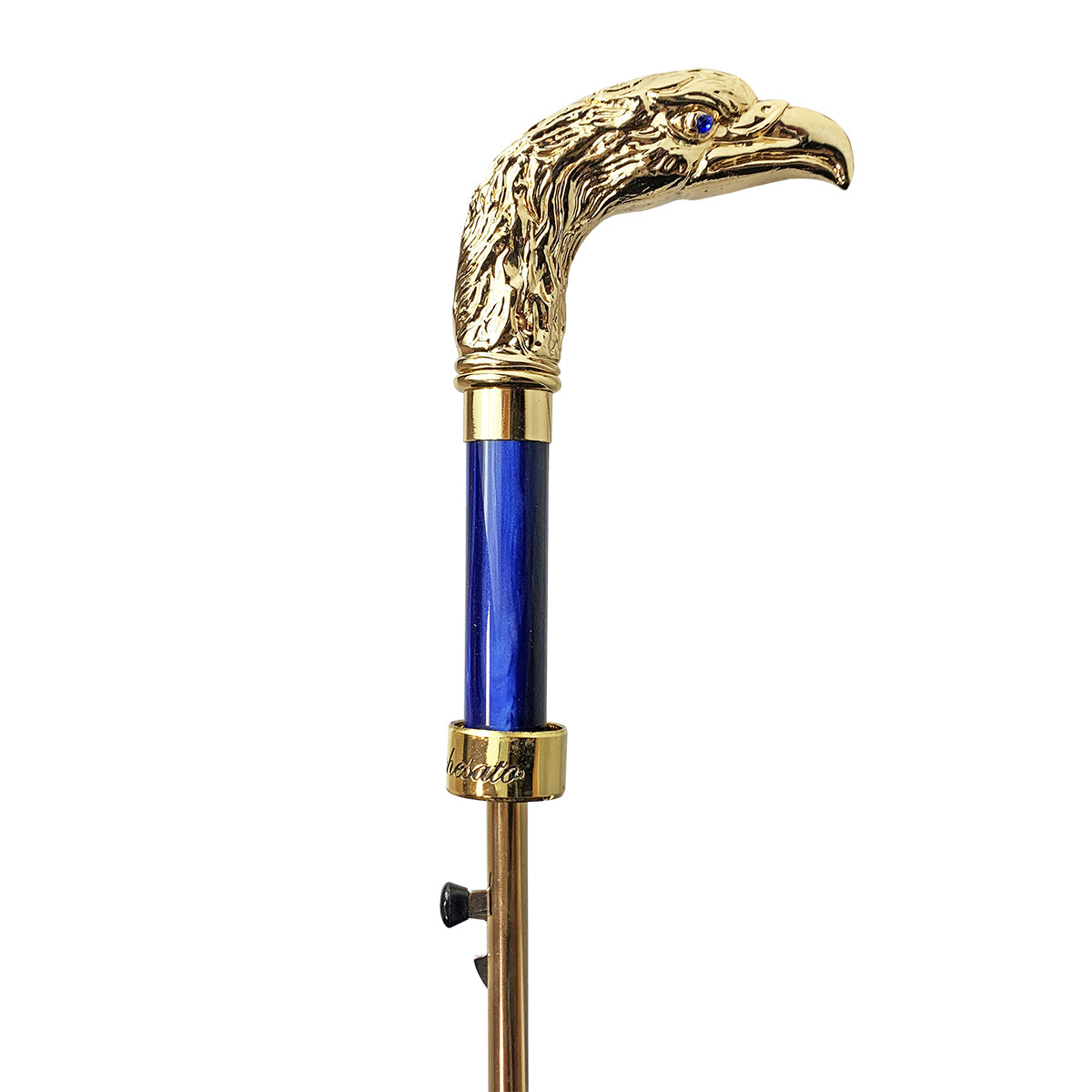 24K eagle handle - elegant blue umbrella – ilMarchesato - Luxury