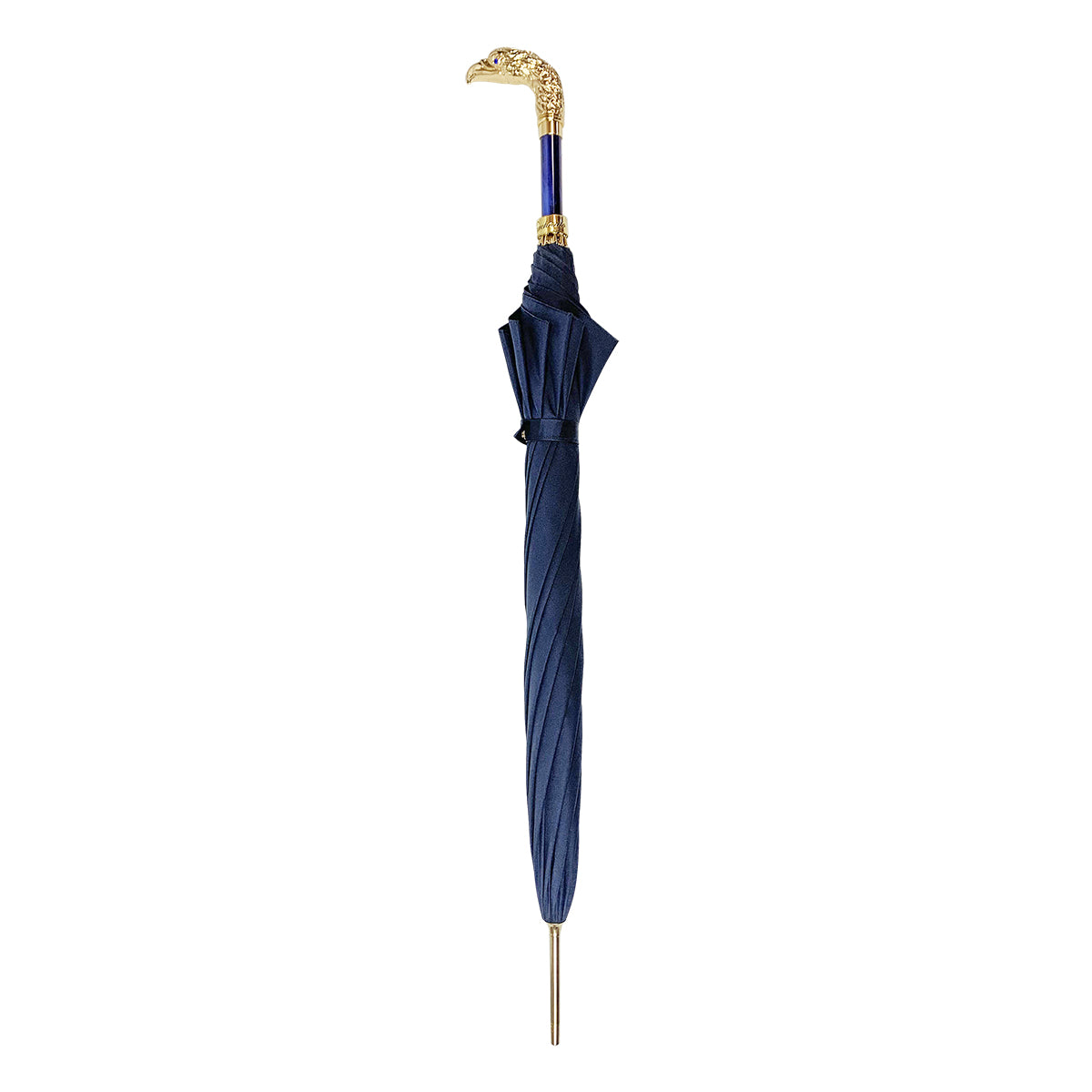 Impugnatura con aquila placcata oro 24k - Elegante ombrello blu