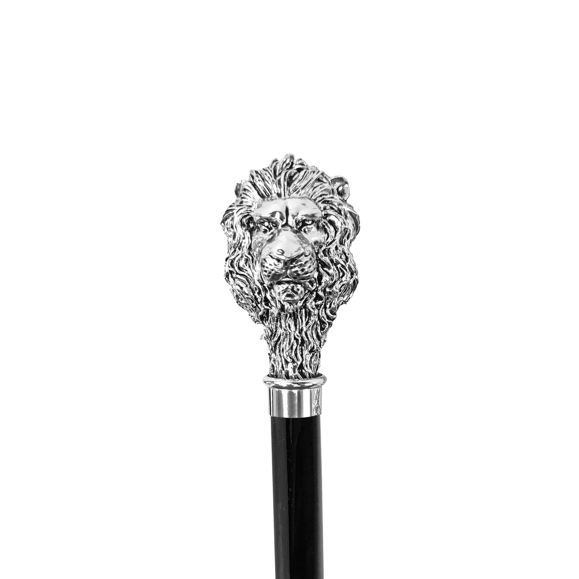 Fantastic Black umbrella for man with Silverplated Lion