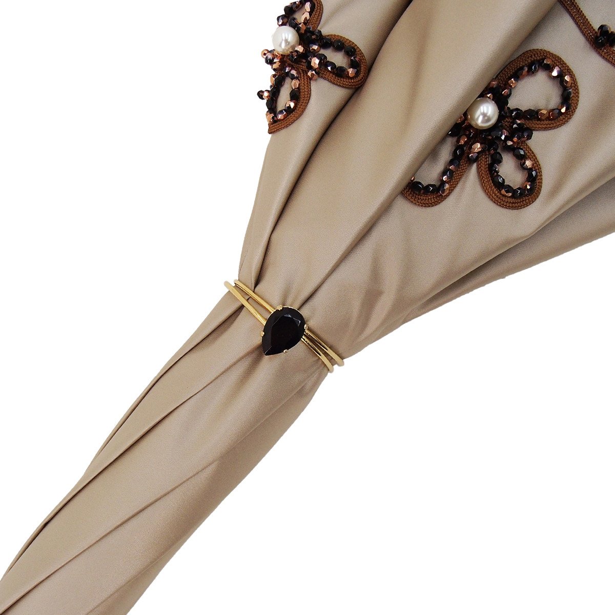 Embroidery Ivory Umbrella - Jewel with Hand Sewn Pearls - Double Cloth - il-marchesato
