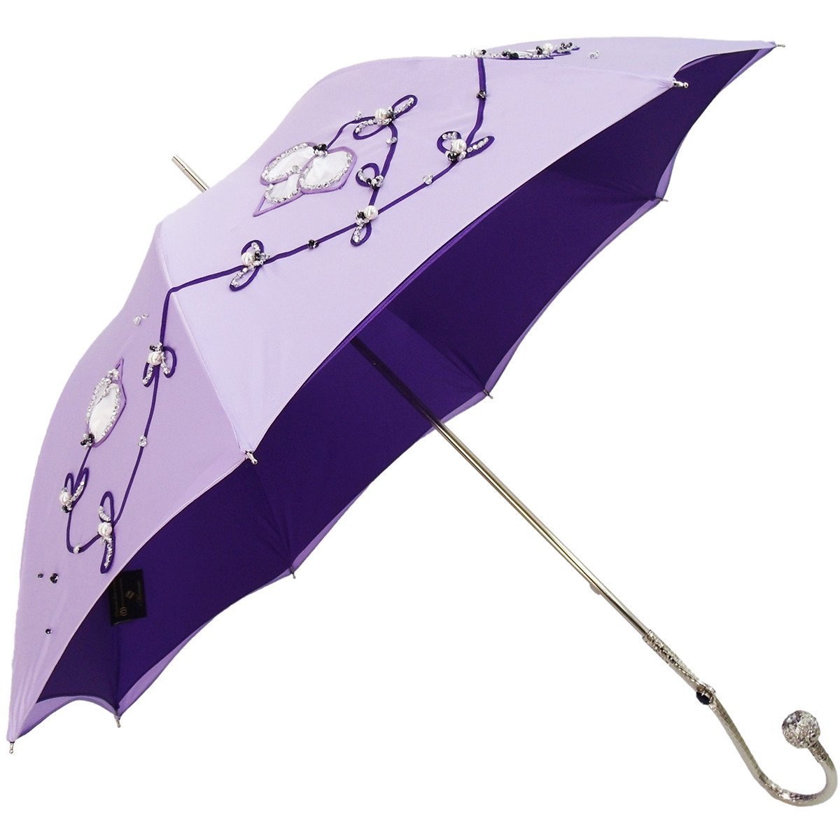 Beautiful Double Cloth Lilac Women's Umbrella, Italian style - il-marchesato