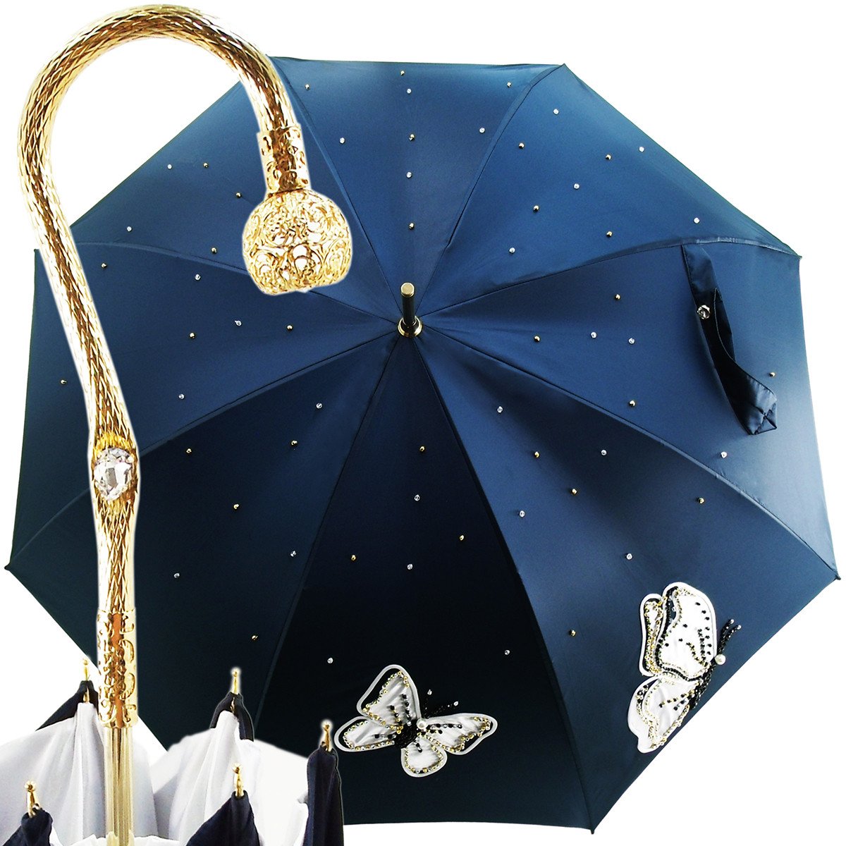 Fantastic Women's Umbrella with Embroidered Butterflies - il-marchesato