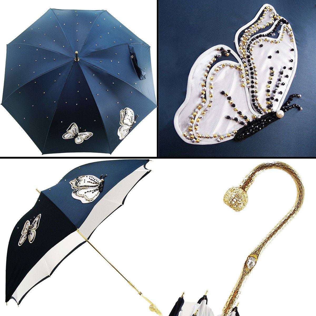 Fantastic Women's Umbrella with Embroidered Butterflies - il-marchesato