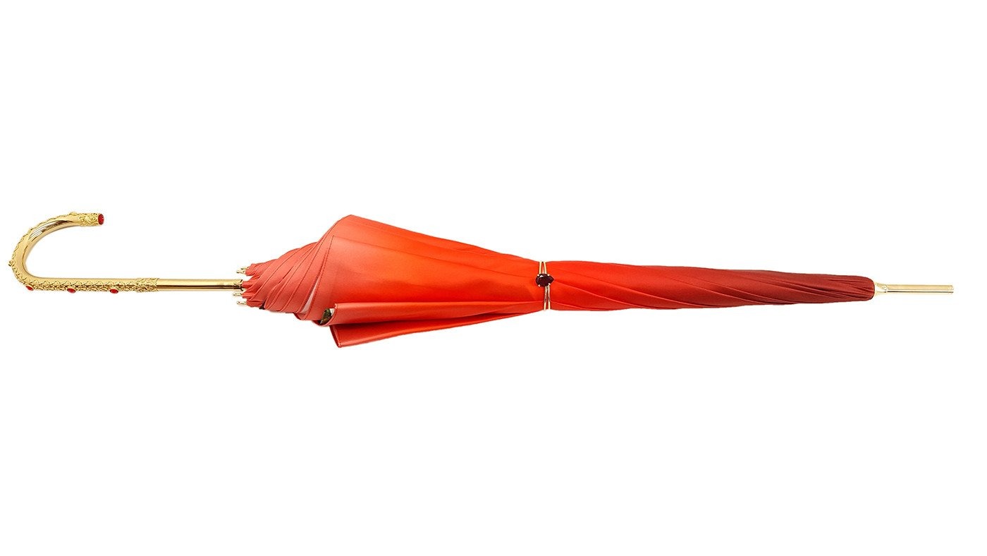 Orange Floral Umbrella, Double Canopy Luxury Ladies - il-marchesato