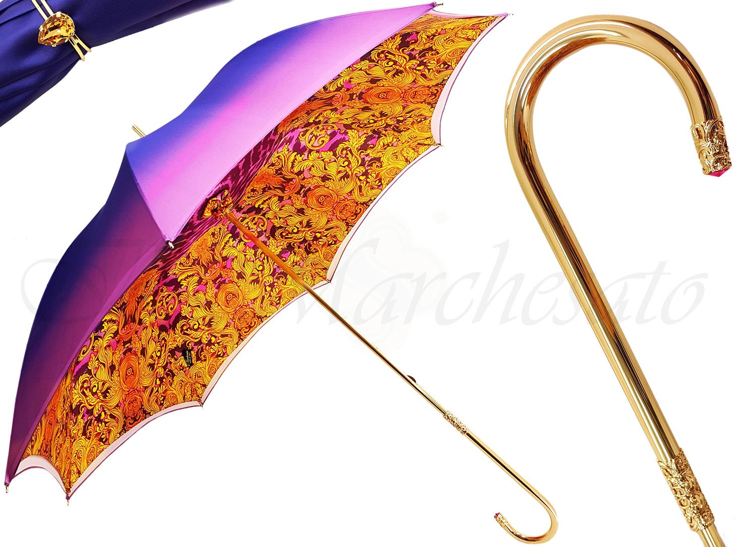 il Marchesato Brightly Colored Handcrafted Double Canopy Umbrella - il-marchesato