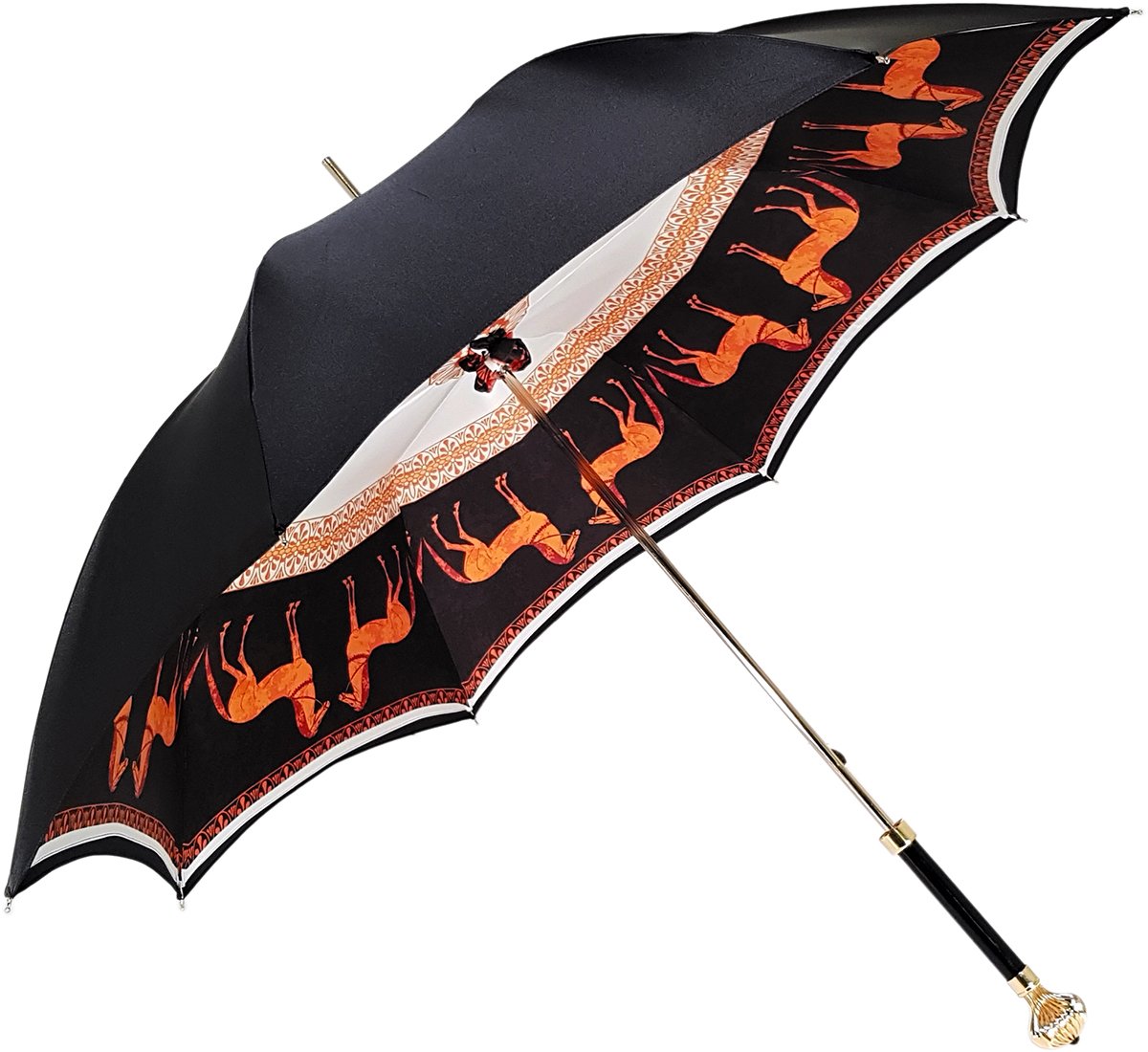 Double Cloth Women's Umbrella with Printed Horses Design - il-marchesato