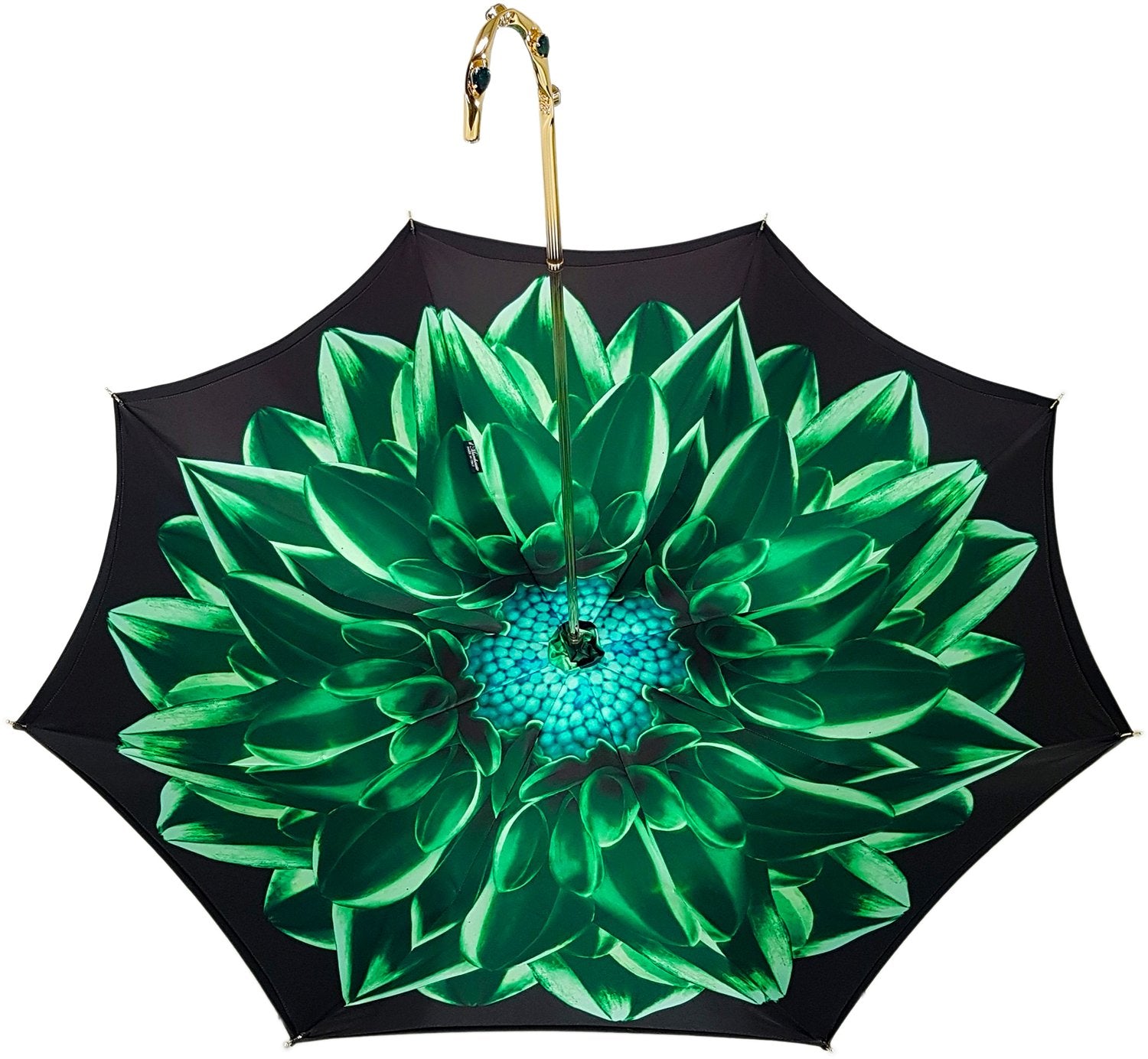Beautiful Double Canopy Umbrella in a Luxurious Green Colored Polyester Satin - il-marchesato