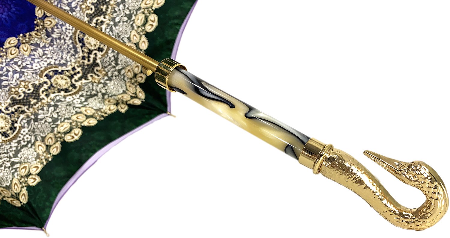 Gold plated 24K Swan on Purple lace design - il-marchesato