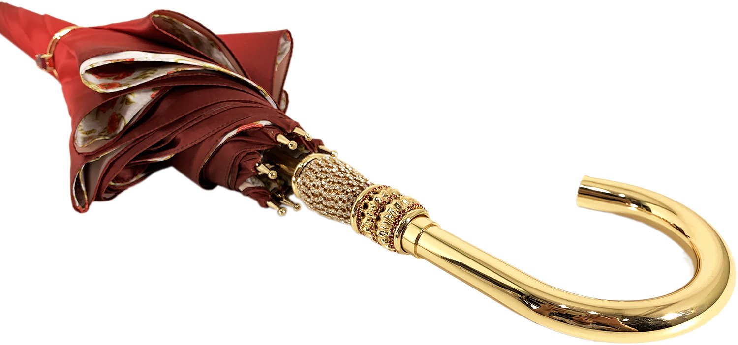 Il Marchesato Bright Red small roses Women's Umbrella - il-marchesato