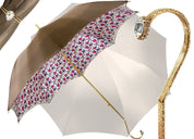 Il Marchesato Ivory with Flowered Interior Women's Umbrella - il-marchesato