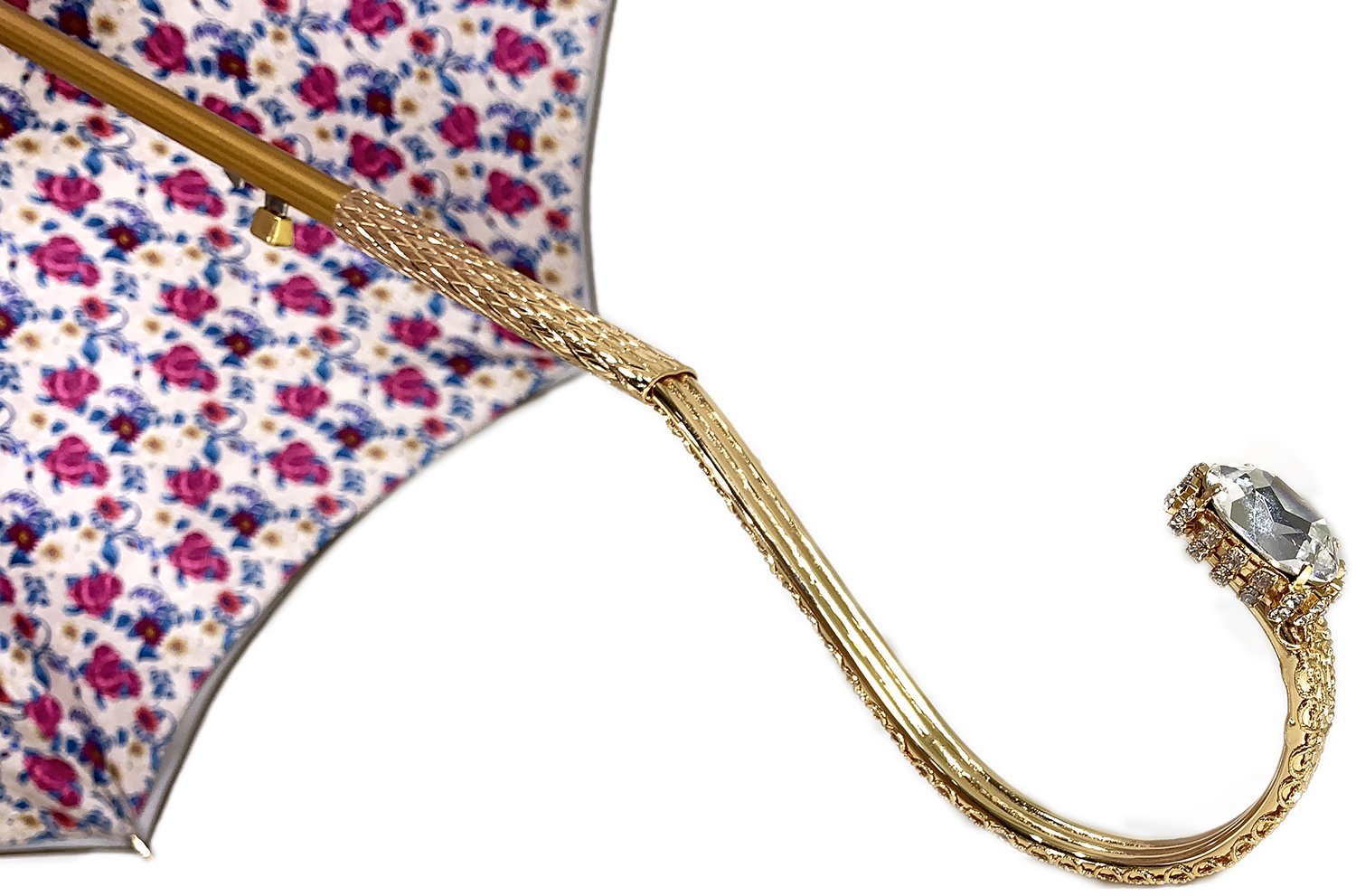 Il Marchesato Ivory with Flowered Interior Women's Umbrella - il-marchesato