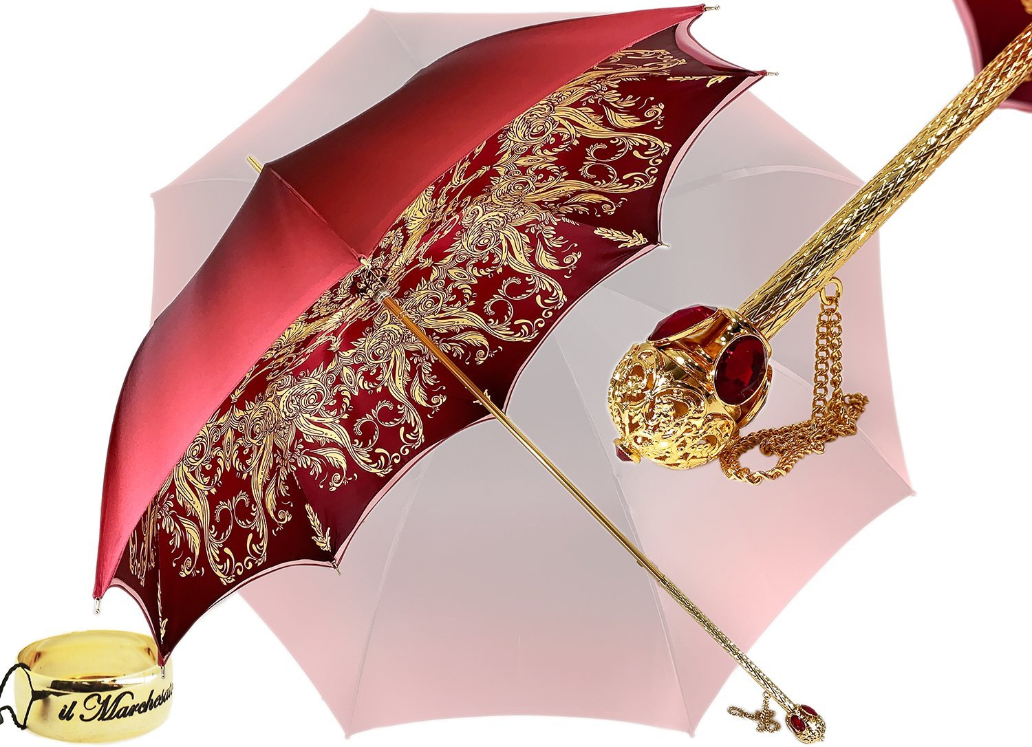 Il Marchesato ombrelli Burgundy crown design - Mylord red stones Handle - il-marchesato