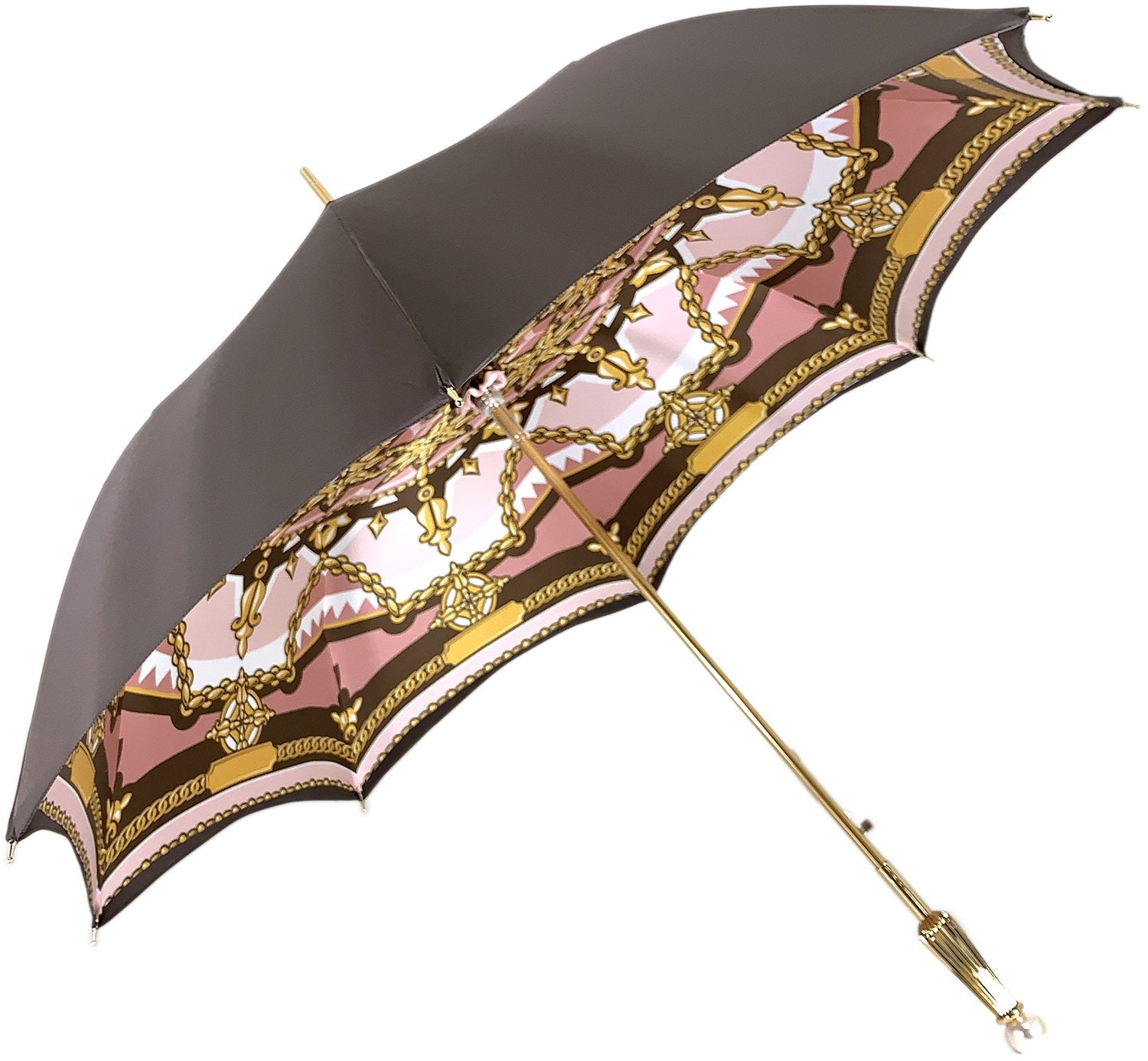 "Classic" brown and pink, Chain design - Fantastic pearl handle - il-marchesato