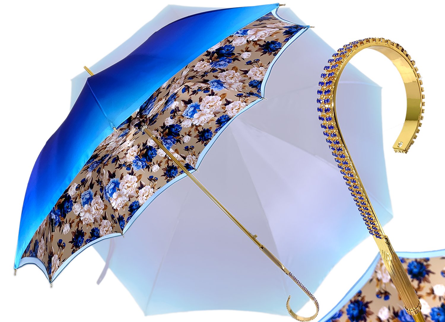 Heavenly Umbrella - Blue Roses interior - Handcrafted - il-marchesato