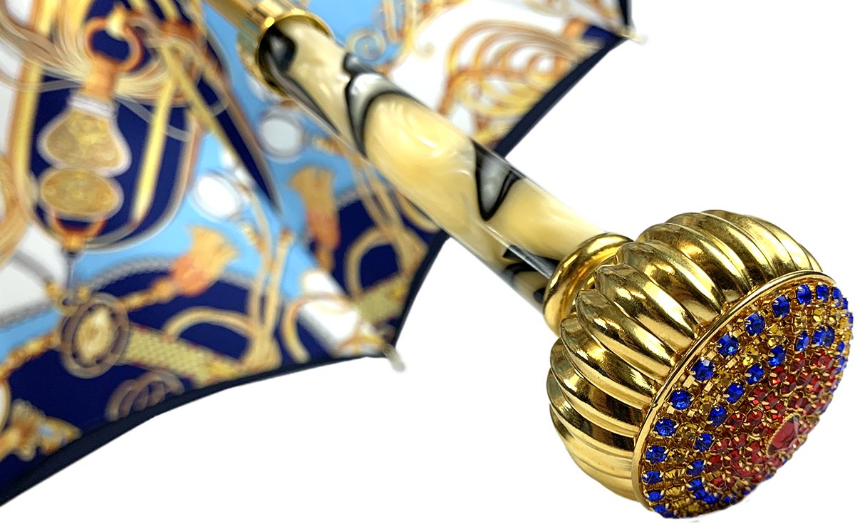 Fantasy Blue Women's Umbrella - IL MARCHESATO LUXURY UMBRELLAS, CANES AND SHOEHORNS