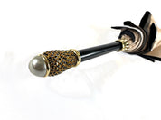 Creamy Leopard Print Umbrella, Double Cloth - IL MARCHESATO LUXURY UMBRELLAS, CANES AND SHOEHORNS