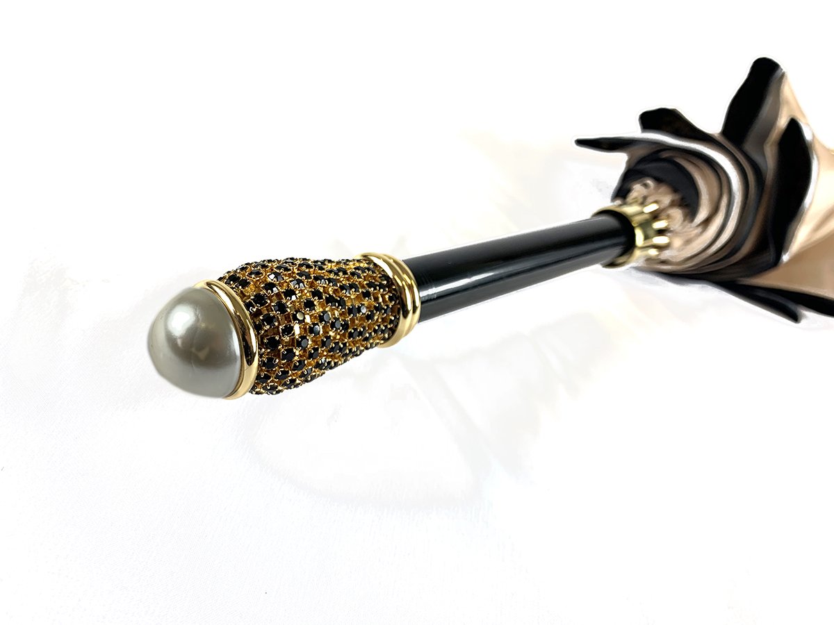 Creamy Leopard Print Umbrella, Double Cloth - IL MARCHESATO LUXURY UMBRELLAS, CANES AND SHOEHORNS
