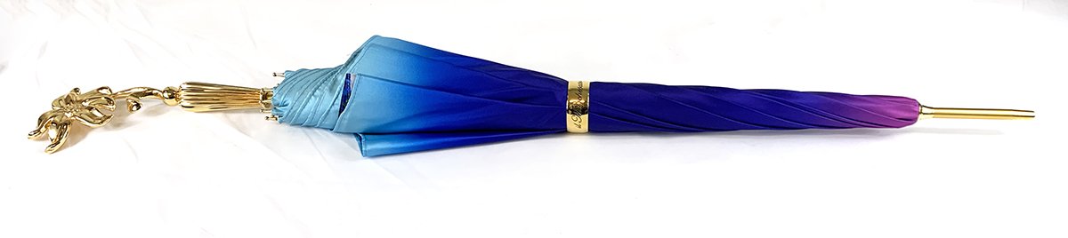 Sky Blue Gradient Umbrella,  Daisies Print - IL MARCHESATO LUXURY UMBRELLAS, CANES AND SHOEHORNS