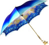 Sky Blue Gradient Umbrella,  Daisies Print - IL MARCHESATO LUXURY UMBRELLAS, CANES AND SHOEHORNS