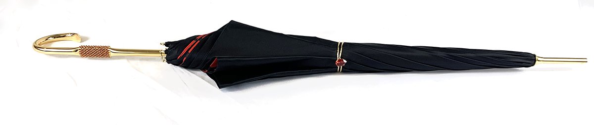 Black&Red Giraffe Print Pattern Inside - IL MARCHESATO LUXURY UMBRELLAS, CANES AND SHOEHORNS