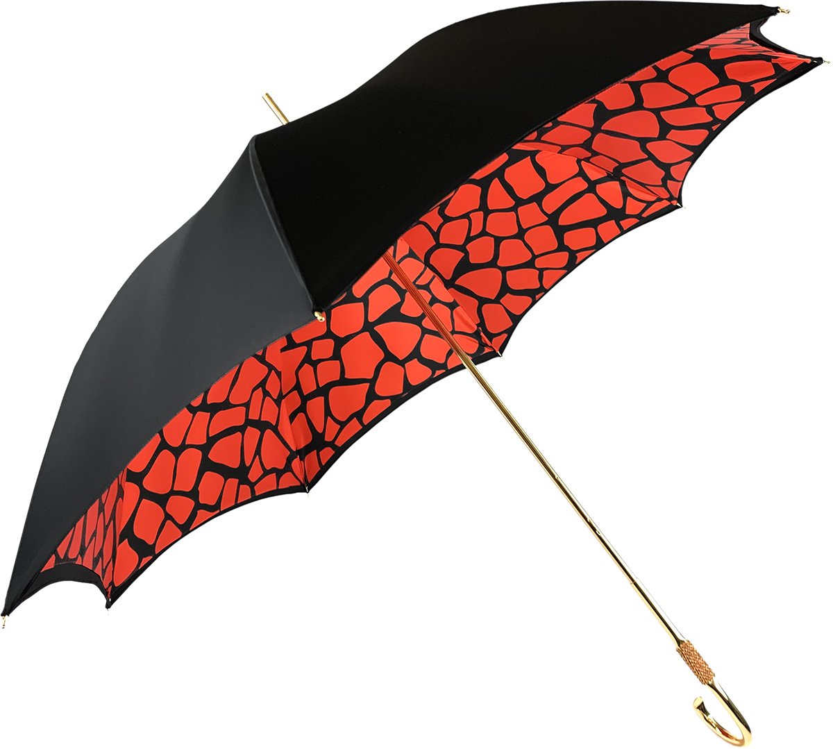 Black&Red Giraffe Print Pattern Inside - IL MARCHESATO LUXURY UMBRELLAS, CANES AND SHOEHORNS