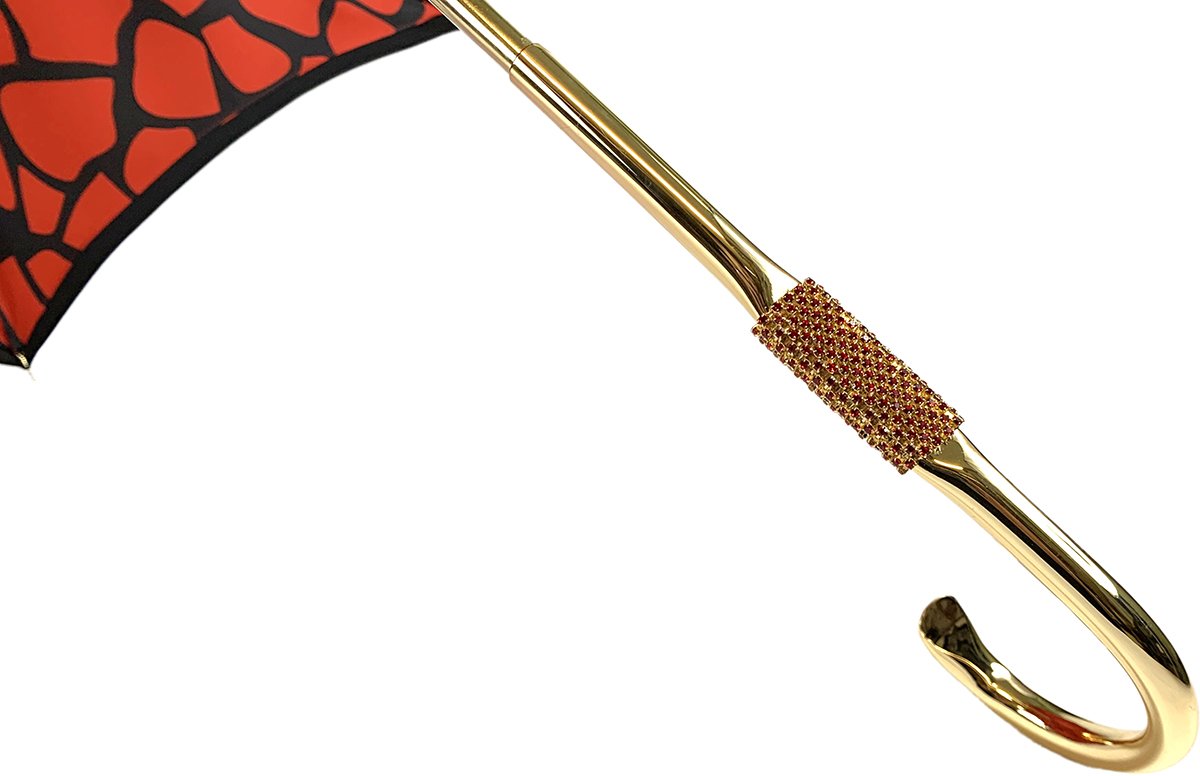 Black&Red Giraffe Print Pattern Inside - IL MARCHESATO LUXURY UMBRELLAS, CANES AND SHOEHORNS