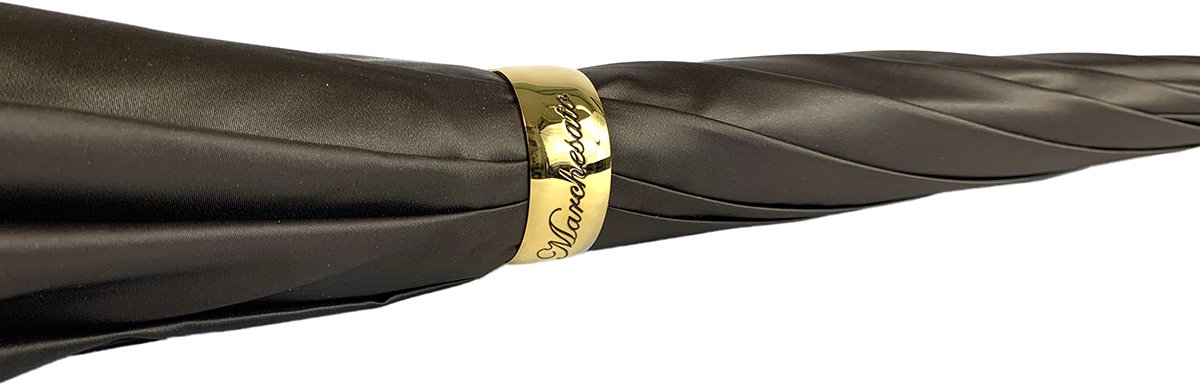 Brown Umbrella With Rhombus Pattern Inside - IL MARCHESATO LUXURY UMBRELLAS, CANES AND SHOEHORNS