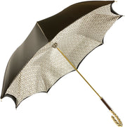 Brown Umbrella With Rhombus Pattern Inside - IL MARCHESATO LUXURY UMBRELLAS, CANES AND SHOEHORNS