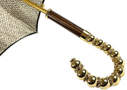Brown Umbrella With Rhombus Pattern Inside - IL MARCHESATO LUXURY UMBRELLAS, CANES AND SHOEHORNS