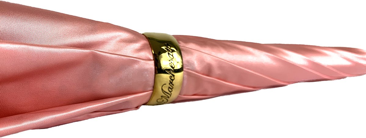Beautiful Double Canopy Umbrella in a Luxurious Pink Satin - IL MARCHESATO LUXURY UMBRELLAS, CANES AND SHOEHORNS