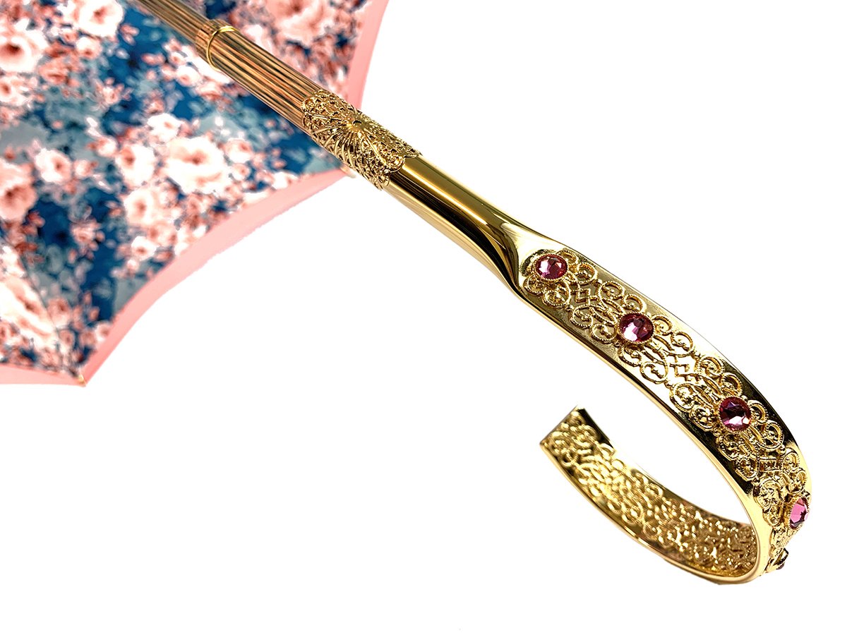 Beautiful Double Canopy Umbrella in a Luxurious Pink Satin - IL MARCHESATO LUXURY UMBRELLAS, CANES AND SHOEHORNS