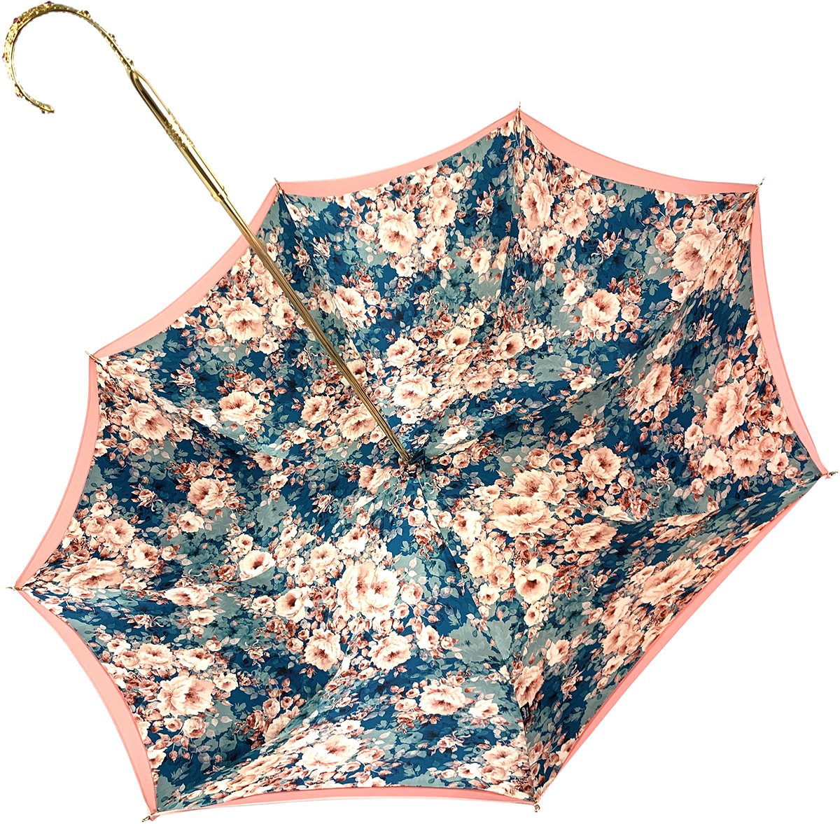 Beautiful Double Canopy Umbrella in a Luxurious Pink Satin - IL MARCHESATO LUXURY UMBRELLAS, CANES AND SHOEHORNS