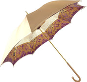 Gorgeous Cream Color Umbrella With Double Fabric - IL MARCHESATO LUXURY UMBRELLAS, CANES AND SHOEHORNS