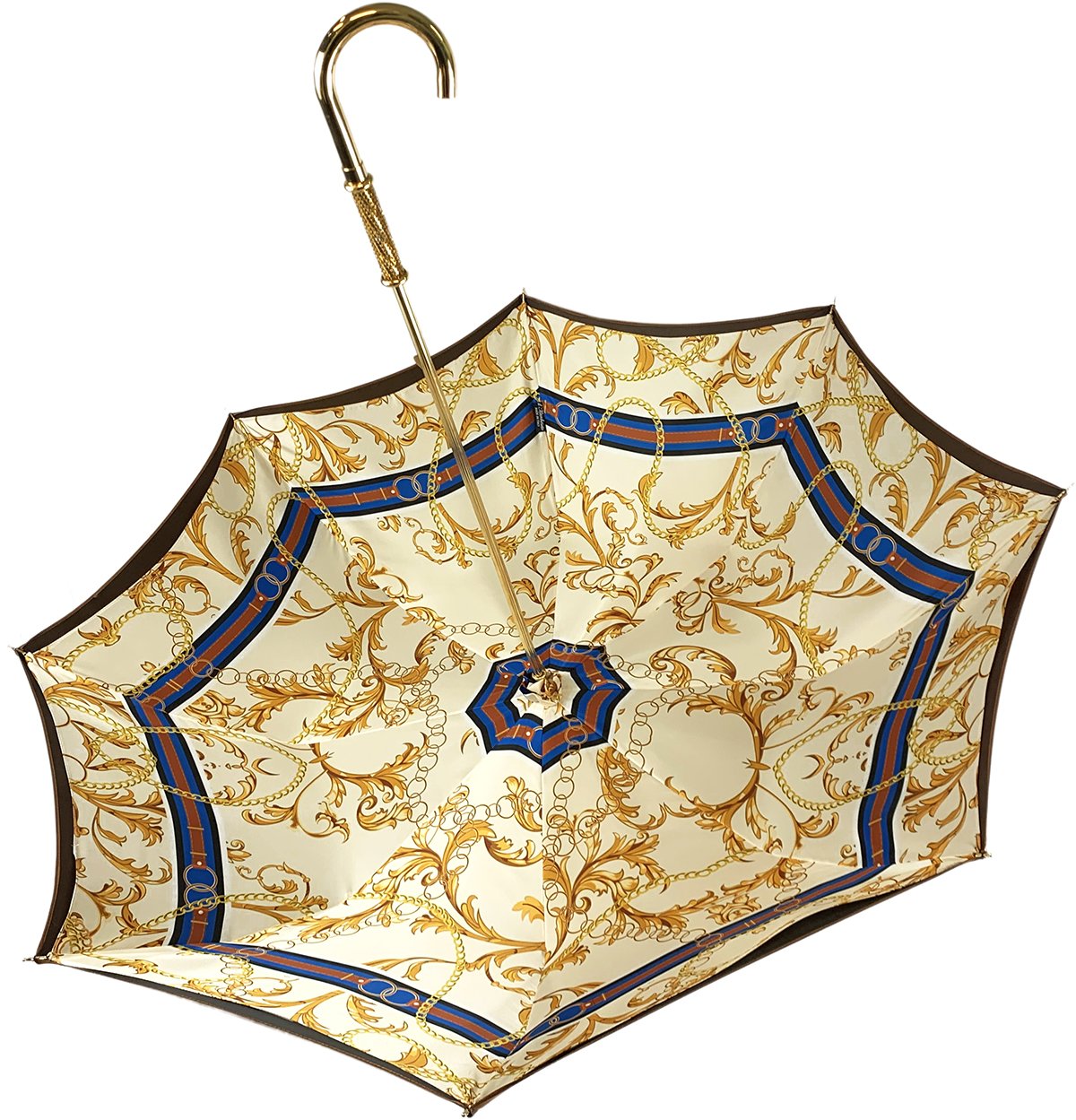 Superb Bronze Color Umbrella With Chains Pattern - IL MARCHESATO LUXURY UMBRELLAS, CANES AND SHOEHORNS