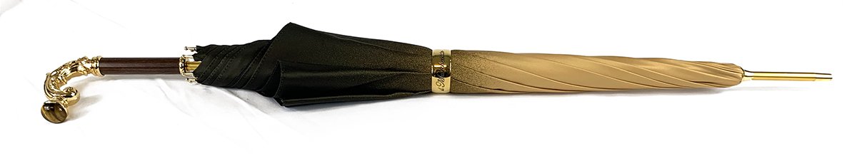 Double Cloth Gold Shaded Dahlia Umbrella - IL MARCHESATO LUXURY UMBRELLAS, CANES AND SHOEHORNS
