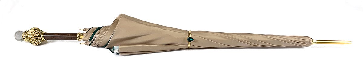 Gorgeous Cream Color Umbrella With Double Fabric - IL MARCHESATO LUXURY UMBRELLAS, CANES AND SHOEHORNS