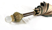 Gorgeous Cream Color Umbrella With Double Fabric - IL MARCHESATO LUXURY UMBRELLAS, CANES AND SHOEHORNS