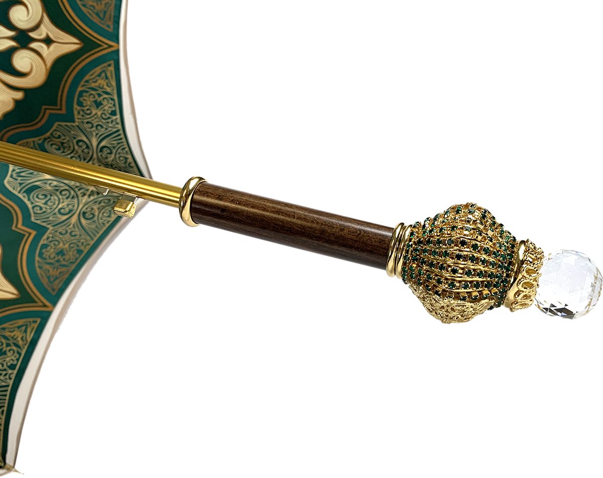 Gorgeous Cream Color Umbrella With Double Fabric - IL MARCHESATO LUXURY UMBRELLAS, CANES AND SHOEHORNS