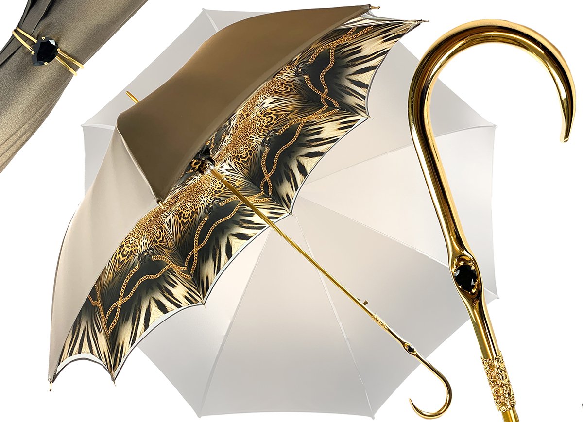 CHOCOLATE CHAIN LEOPARD PRINT UMBRELLA