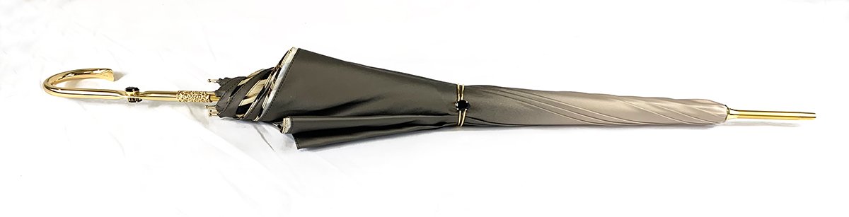 Double Cloth Umbrella In A Fantastic Chocolate Color - IL MARCHESATO LUXURY UMBRELLAS, CANES AND SHOEHORNS