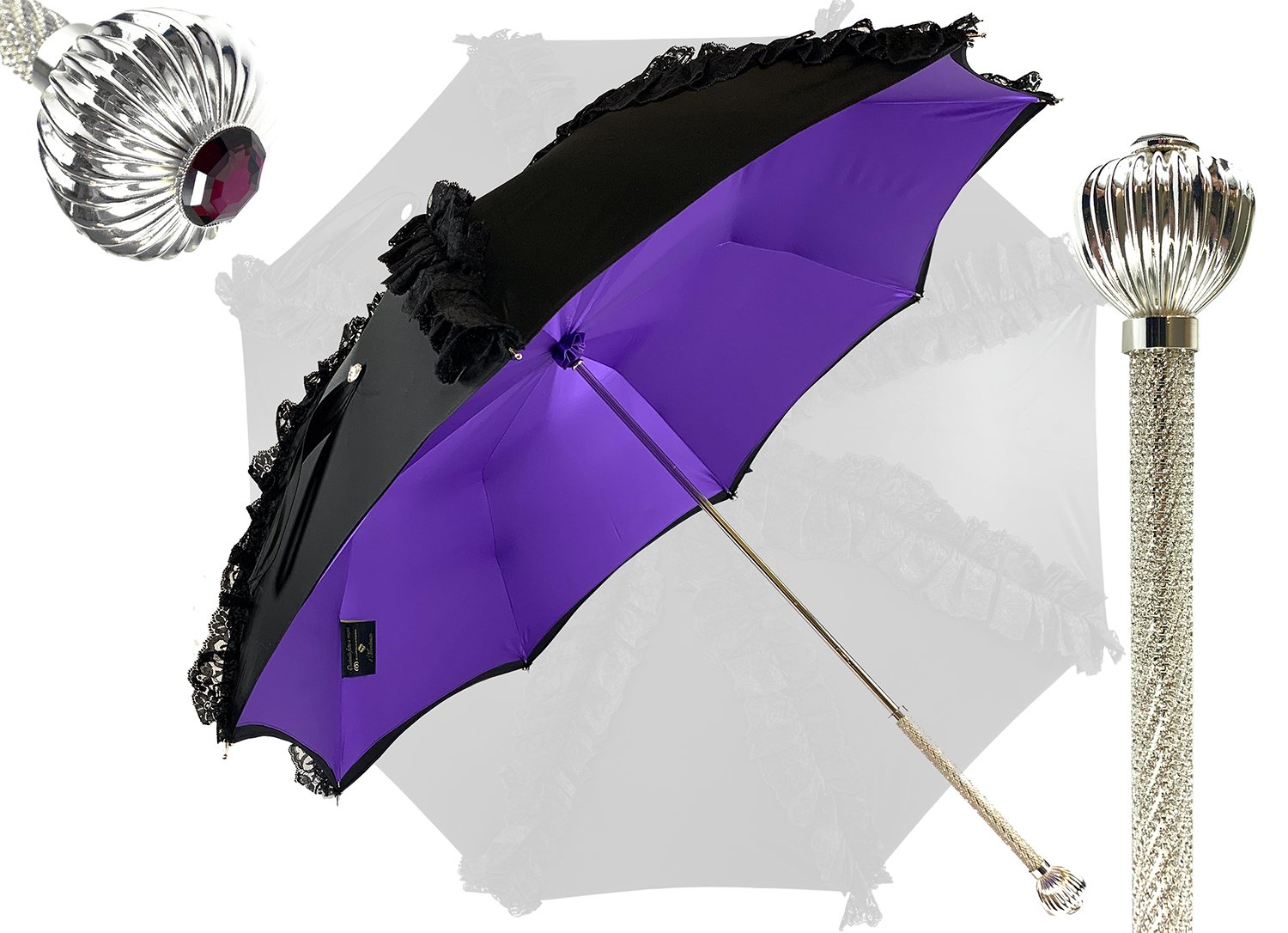 Limited collection - umbrella with Black lace - exclusive "ilMarchesato" - IL MARCHESATO LUXURY UMBRELLAS, CANES AND SHOEHORNS