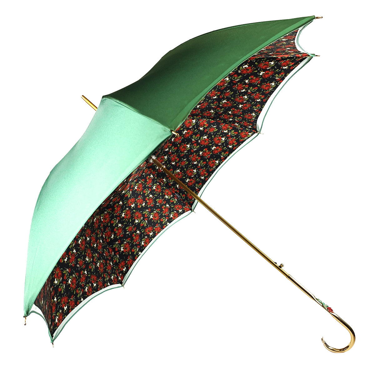 Fanciful Green Umbrella with Roses