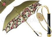 Precious Khaki Umbrella with Crystal Medallion