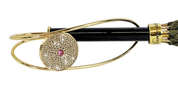 Precious Khaki Umbrella with Crystal Medallion